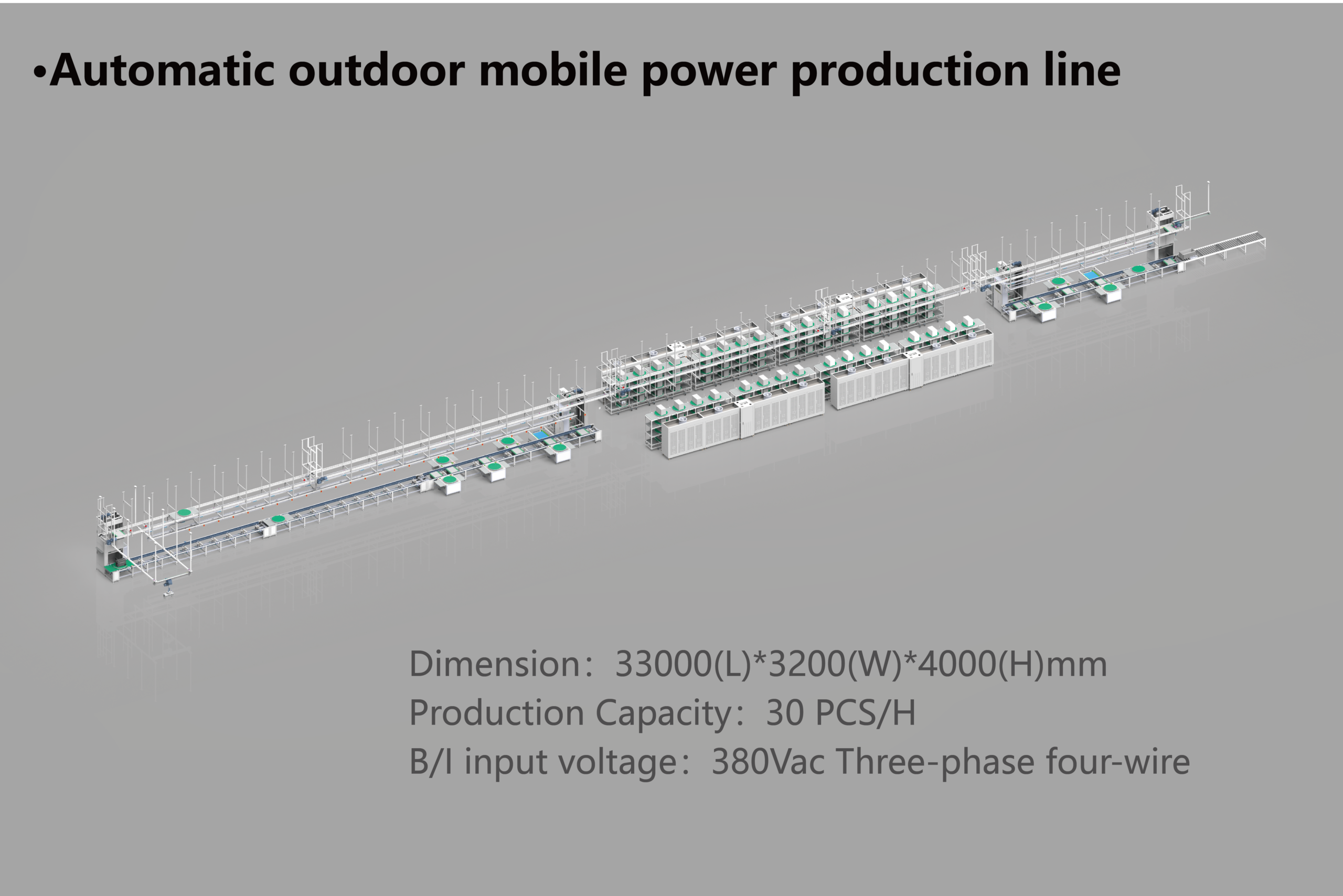 Automatic outdoor mobile power production line